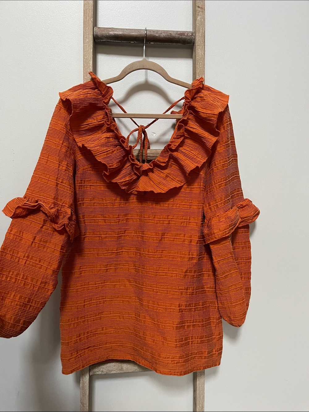 Tularosa Ruffled Orange Women's Long-Sleeve Mini Dress